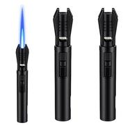 2-pack Lightsaber Lighter, Torch Lighter, Metal Blue Flame Windproof Lighter, Candle Lighter, Refillable Butane Torch Lighter, Grill Lighter(Black)