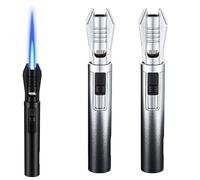 2-pack Lightsaber Lighter, Torch Lighter, Metal Blue Flame Windproof Lighter, Candle Lighter, Refillable Butane Torch Lighter, Grill Lighter(Silver)