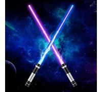 2 Pack Lightsabers 7 Colors Changeable with 3 Modes Sound Force Flash Smooth Swing FX Dueling Lightsaber, Handle Light Saber, Boys or Adults Sword Toys