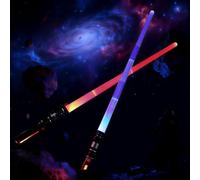 2-Pack Lightsabers with Sound Effects & 7 Colour-Changing Modes - Retractable Lightsaber Toys for Halloween & Fancy Dress Parties Gift for kids