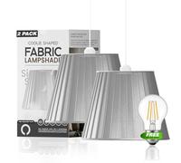 2 Pack Linen Lampshade, Easy Assembly Coolie Fabric with Free A60 LED Bulb