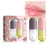 2-Pack Lip Plumper Set with Day & Night Balms for Fuller, Hydrated Beauty Lips - Enhance Your Look with Moisturizing Clear Gloss and Plumping Balm