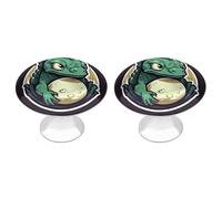 2 Pack Little Green Dragon's Egg Cabinet Knobs Round 1.1" Stainless Steel Dresser Knobs Single Hole Knob with Screws Door Pulls Handles Kitchen Hardware for Bathroom Cupboard Closet Door Wardrobe