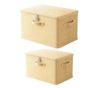 2 Pack Lockable Storage Box, Foldable Fabric Storage Box with Zipper Lid Combination Lock, Secure Stackable Container Boxes with Handle, for Clothes Toy Medicine Underwear Blanket Photo, 2 Sizes