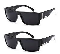 2 Pack - Locs Sunglasses Black Gangster Sunglasses, 2 Shinny Black, 5.5w x 1.75h, Black, 5.5w x 1.75h
