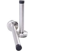 2 Pack Long Door Stop, Chrome Door Stopper Wall with Rubber Bumper, 6 Inch Large Door Holder, Solid Cylinder Brushed Satin Nickel Industrial Commercial Residential Stainless Steel Doorstop Silver