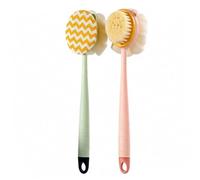 2-Pack Long Handled Sponge Double-Sided Back Scrubber for Shower, Bath Brush with Soft Microfiber for Gentle Body Cleaning and Exfoliation, Summer Use