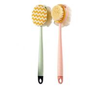 2-Pack Long Handled Sponge Double-Sided Back Scrubber for Shower, Bath Brush with Soft Microfiber for Gentle Body Cleaning and Exfoliation