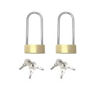2 Pack Long Locks with Key Long Shackle Weatherproof Padlocks Keyed Alike Solid Brass Light Duty 1-1/2" Wide Body Marine Padlock Anti Rust Ideal for Gates Outdoor Use Secure Locking in All Weather