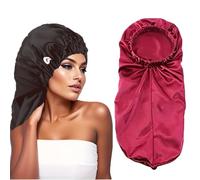 2 Pack Long Satin Hair Bonnet for Women Girls Silky Cap for Sleeping Large Satin Sleep Cap for Long Curly Hair Protection