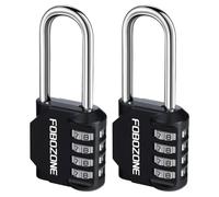 2 Pack Long Shackle Combination Padlock, 4 Digit Resettable Locker Padlocks