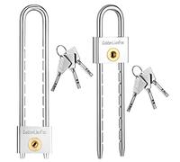 2 Pack Long Shackle Padlock with Key 2 Inch Solid Brass Removable Adjustable Length Silver Shackle for Gates, Cabinets, Safe Boxes, Bike Lock