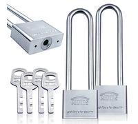 2 Pack Long Shackle Padlocks, Padlock with Keys Heavy Duty Keyed Padlocks Long Neck Padlock for Shed Gym Locker Fence Garage Outdoor [4 Universal Keys]