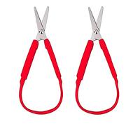 2 Pack Loop Scissors YUTOU Kids Childrens Scissors Easy Grip Scissors Loop Handle Self-Opening Scissors Adaptive Easy Grip Loop Scissors for Children Adolescents and Adults Special Needs (Red)