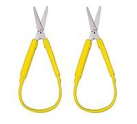 2 Pack Loop Scissors YUTOU Kids Childrens Scissors Easy Grip Scissors Loop Handle Self-Opening Scissors Adaptive Easy Grip Loop Scissors for Children Adolescents and Adults Special Needs (Yellow)