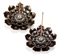 2 Pack Lotus Incense Holder, Detachable 6-Hole Burner Holder, Ash Catcher, for Stick,for Office Homes Yoga Studios Meditation Spaces Tea Room, Copper Red and Copper Green