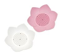 2 Pack Lotus Shower Steamer Trays Set, Silicone Soap Holder Drainage Box, Small Soap Dish for Bathroom, Kitchen (Pink & White)