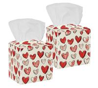 2 pack Love Doodle Theme (1) Tissue Box Cover - Tissue Box Holder, Decorative Tissue Box for Vanity Toilet Tank Dresser Night Stand Table Countertop Office Car