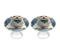 2 Pack Lovely Maltese Dog Cabinet Knobs Round 1.1" Stainless Steel Dresser Knobs Single Hole Knob with Screws Door Pulls Handles Kitchen Hardware for Bathroom Cupboard Closet Door Wardrobe