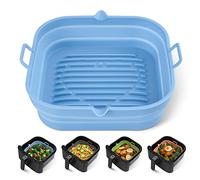 [2 Pack] Loveuing Silicone Air Fryer Liners Square, Reusable, for 5.5L-7.6L