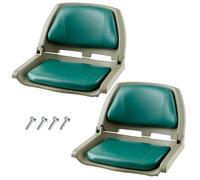 2 Pack Low Back Folding Boat Seats - Thick Padded Marine Captain Chairs, UV & Weather Resistant, Waterproof Faux Leather, Ergonomic Backrest for Fishing, Speedboat, Yacht, Canoe, Sightseeing