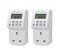 (2 Pack) Lowenergie 7 Day Programmable Digital Plug-in Electronic Timer Socket 12-24 Hour