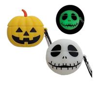【2 Pack】 Lubiogio 3D Cute Pumpkin Lantern+Luminous Skull Case for Airpod Pro,Halloween Funny Ghost Character Kids Teens Girls Women Soft Case for Airpod Pro 1st 2019/Pro 2nd 2022(Pumpkin+Skull)