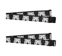 2 Pack Luggage Belt Strap Black and White Angry Tigers Heavy Duty Adjustable Travel Bag Belts for Creative Travel Accessory Fajas para maletas