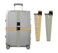 2 Pack Luggage Belt Strap Honey Bee Lemon Kitchen Avocado Gray Floral Portable Adjustable Travel Suitcase Belt for Suitcase/Carry On Bag Travel Accessories