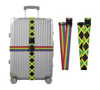 2 Pack Luggage Belt Strap LGBT Glitter Rainbow Pride Flag Flag of Jamaica Portable Adjustable Luggage Identifiers for Travel and Carry On Suitcases
