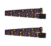 2 Pack Luggage Belt Strap Space Planet Stars Cartoon Colorful Portable Adjustable Long Belts Keep Suitcase Secure for Women Men Travel School Business Trips para maletas de viaje