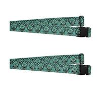 2 Pack Luggage Belt Strap William Morris Style Turquoise Paisley Portable Adjustable Luggages Buckle Belt Travel Accessories for Safety & Convenience cintas para maletas