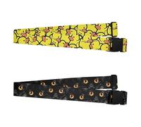 2 Pack Luggage Belt Strap Yellow Ducks Black Simple Honest Cats Heavy Duty Adjustable Suitcase Belts for Sea Trips Casual Daily Use