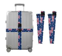 2 Pack Luggage Strap Australia Flag Australian National Blue Red Heavy Duty Adjustable Polyester Baggage Straps for Sea Trips, Casual Trips, Daily Use cintas para maletas