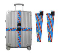 2 Pack Luggage Strap Democratic Republic of The Congo Flag Kinshasa Portable Adjustable Bag Packing Strap for Sea Trips, Casual Trips, Daily Use para maletas de viaje