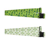 2 Pack Luggage Strap Green Clover Gold Coin Light Green Clover Minimalist Heavy Duty Adjustable Travel Belt for Women Men Travel School Business Trips