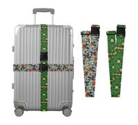 2 Pack Luggage Strap Japanese Samurai Frogs Honeycomb Bee Bees Honeycomb Green Heavy Duty Adjustable Suitcase Belts for Sea Trips, Casual Trips, Daily Use cintas para maletas