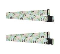 2 Pack Luggage Strap Pandas with bamboos on Pastel Heavy Duty Adjustable Baggage Identifier for Creative Travel Accessory identificador de maletas de