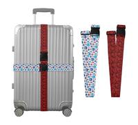 2 Pack Luggage Strap Playful Monsters & Text Vibrant Red Rose Heavy Duty Adjustable Travel Belt for Suitcase/Carry On Bag Travel Accessories
