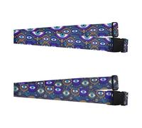 2 Pack Luggage Straps Bohemian Blue Devil's Eye Portable Adjustable Baggage Identifier for Creative Travel Accessory accesorios para maletas de viaje