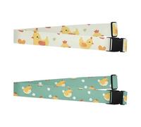 2 Pack Luggage Straps Chicks with Colorful Hearts Yellow on Teal Heavy Duty Adjustable Travel Belt for Necessary Accessories