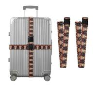 2 Pack Luggage Straps Fleurs Sugar Skull Cinco De Mayo Mexicain Dia De Los Muertos Portable Adjustable Polyester Baggage Straps for Women Men Travel School Business Trips