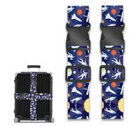 2 Pack Luggage Straps for Suitcase, Adjustable Suitcase Fastening Belt with Secure Buckle, Travel Packing Personalised Belt Accessories for Protecting Luggages (Space)
