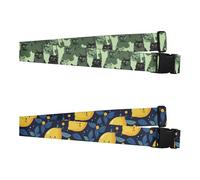 2 Pack Luggage Straps Heavy Duty Adjustable Bag Packing Strap for Creative Travel Accessory-Sweet British Shorthair Cats Green