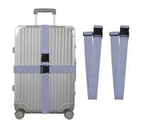 2 Pack Luggage Straps Navy Blue and White Buffalo Plaid Gingham Check Pattern1 Portable Adjustable Travel Suitcase Belt Travel Accessories for Safety & Convenience