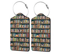 2 Pack Luggage Tag for Suitcase,Book Leather Suitcase Tags Identifiers with Privacy Name Address Labels & Durable Steel Loop for Women/Men Travel Bookshelves