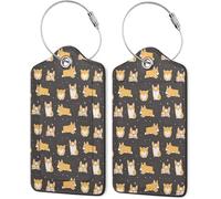 2 Pack Luggage Tags for Suitcases - PU Floral Design Travel Bag Tag Identifier with Privacy ID Name Address Labels & Durable Stainless Steel Loop for Cruise Airport Backpack (#4)