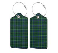 2 Pack Luggage Tags PU Leather Tag Stewart Hunting Modern Tartan Travel ID Labels for Baggage Suitcase Backpack Bag