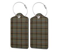 2 Pack Luggage Tags PU Leather Tag Stewart Hunting Weathered Tartan Travel ID Labels for Baggage Suitcase Backpack Bag