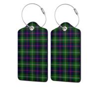 2 Pack Luggage Tags PU Leather Tag Sutherland Modern Tartan Travel ID Labels for Baggage Suitcase Backpack Bag